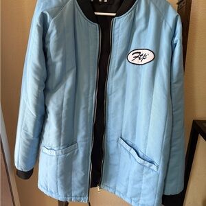 FTP Baby Blue Bomber Jacket - Black and Blue Quilted Jacket